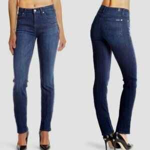 7 For All Mankind Karah Straight Leg Blue High Rise Jeans Size 28